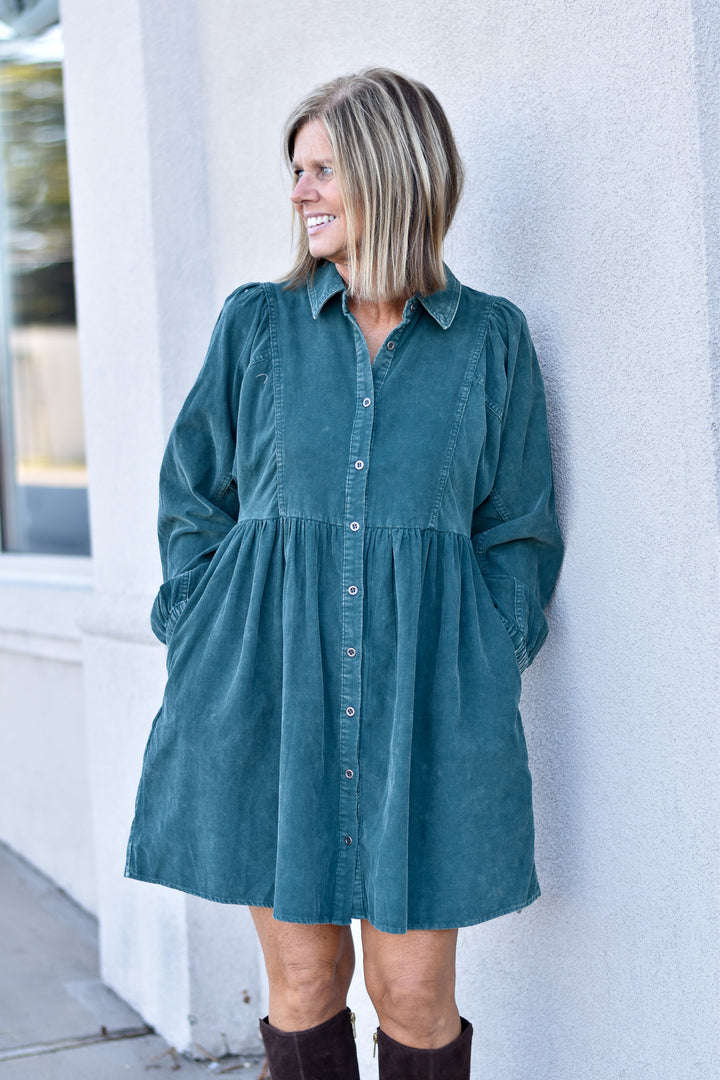 Washing Cotton Button-up Dress