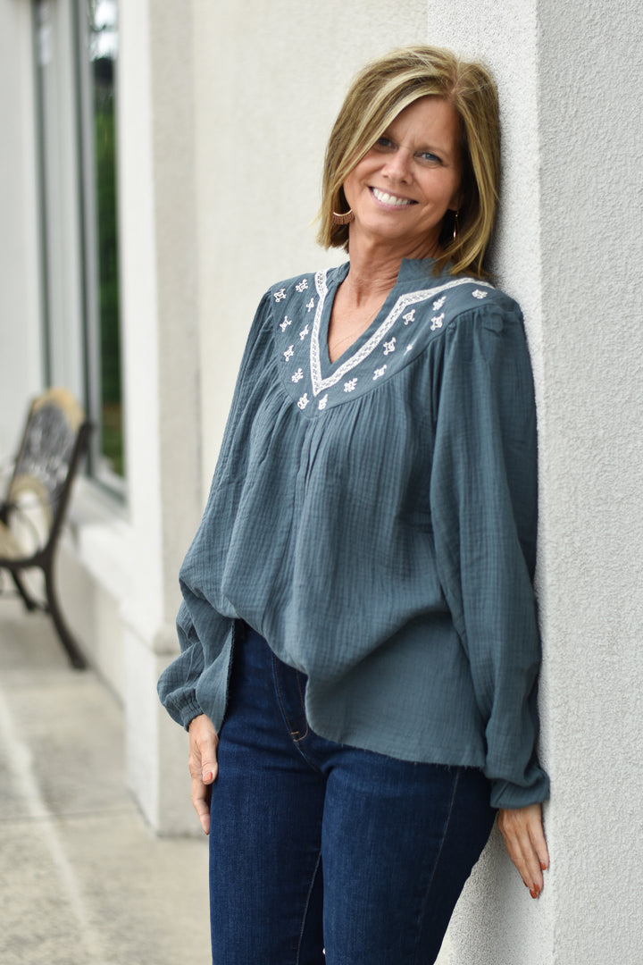 Easy Breeze Embroidered Top