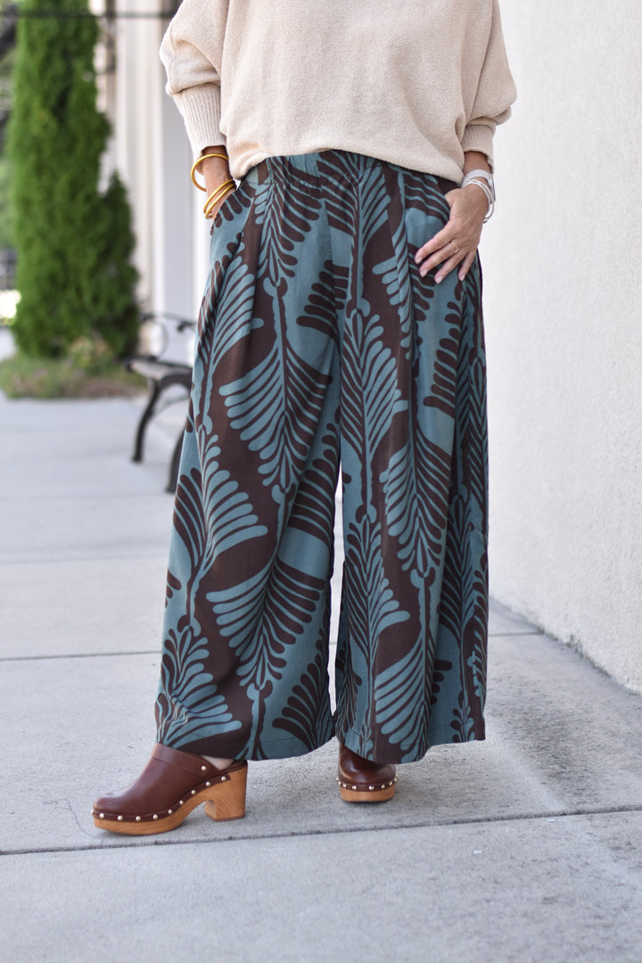 Umgee Botanical Wide Leg Pants