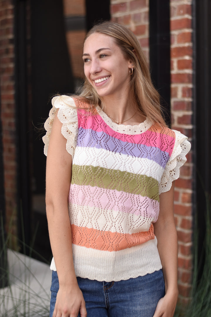 Olivia Stripe Crochet Top