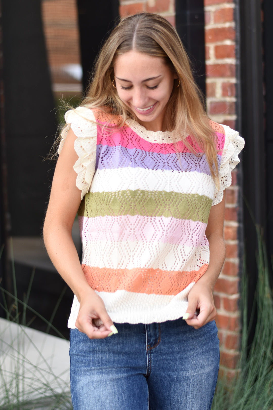 Olivia Stripe Crochet Top