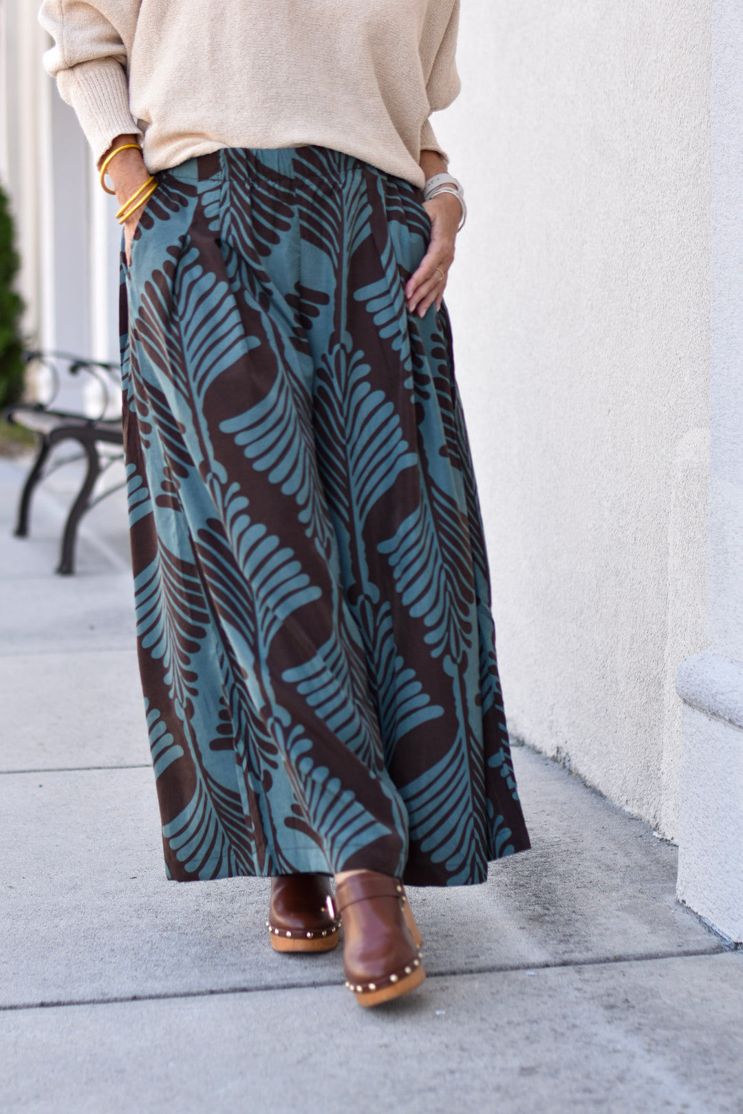 Umgee Botanical Wide Leg Pants