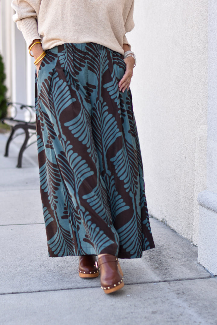Umgee Botanical Wide Leg Pants
