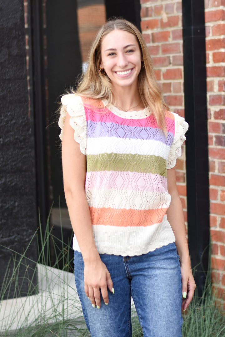 Olivia Stripe Crochet Top