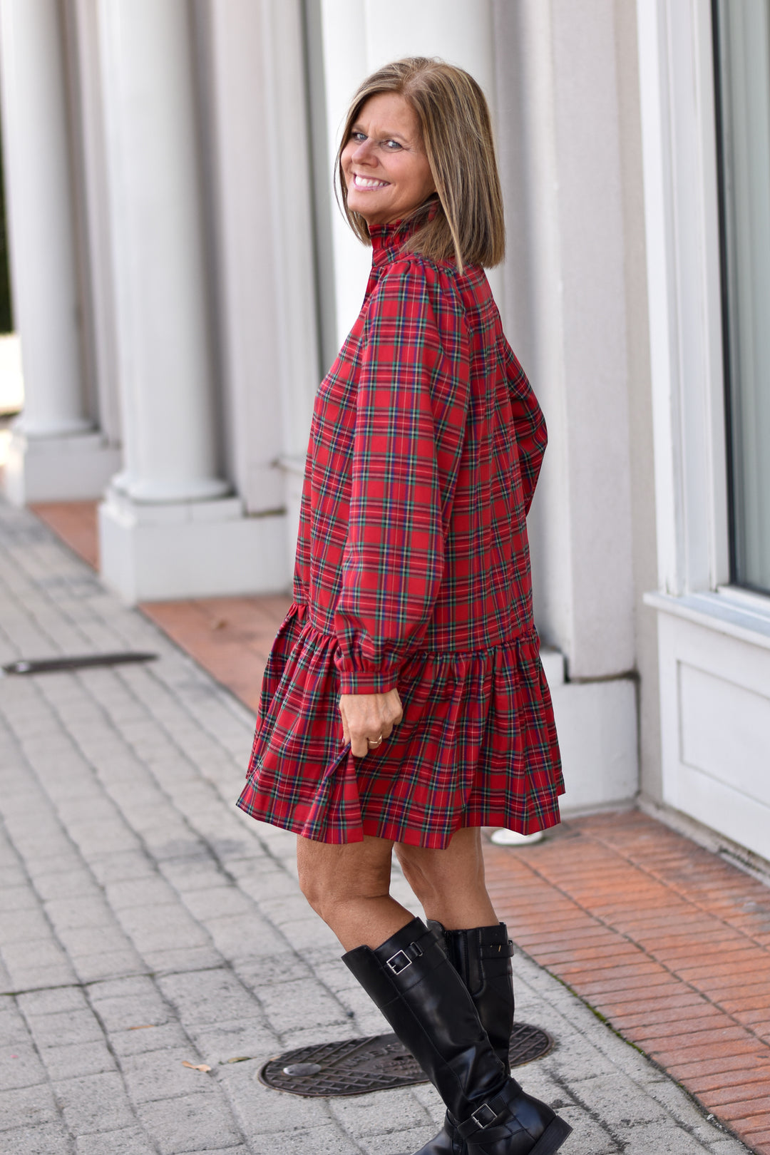 Plaid Charm Ruffle Dress