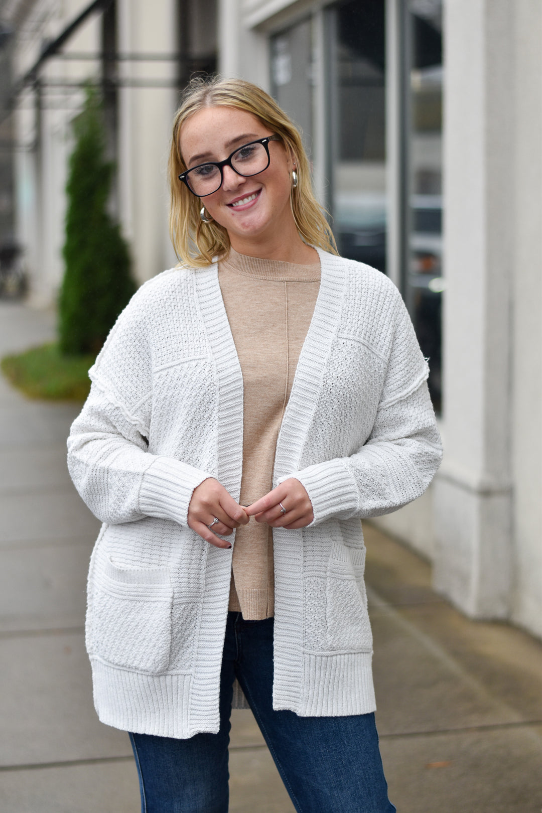 Mix Textured Knit Cardigan