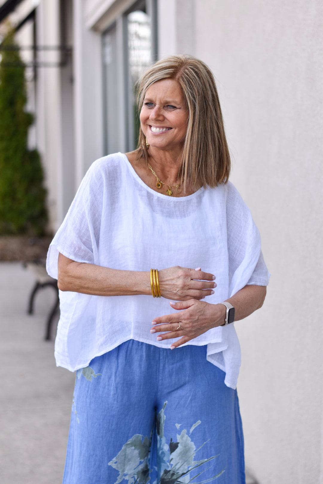 Tempo Paris Linen Poncho Top