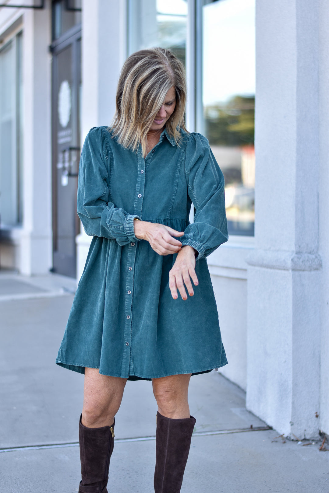 Washing Cotton Button-up Dress