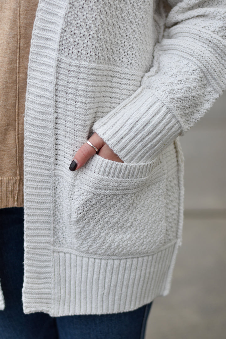 Mix Textured Knit Cardigan