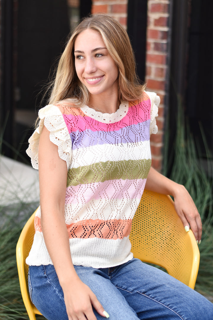 Olivia Stripe Crochet Top