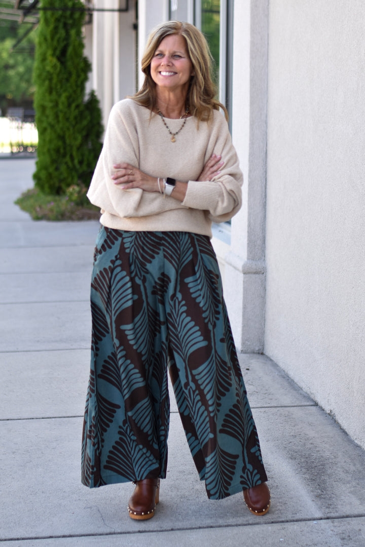 Umgee Botanical Wide Leg Pants