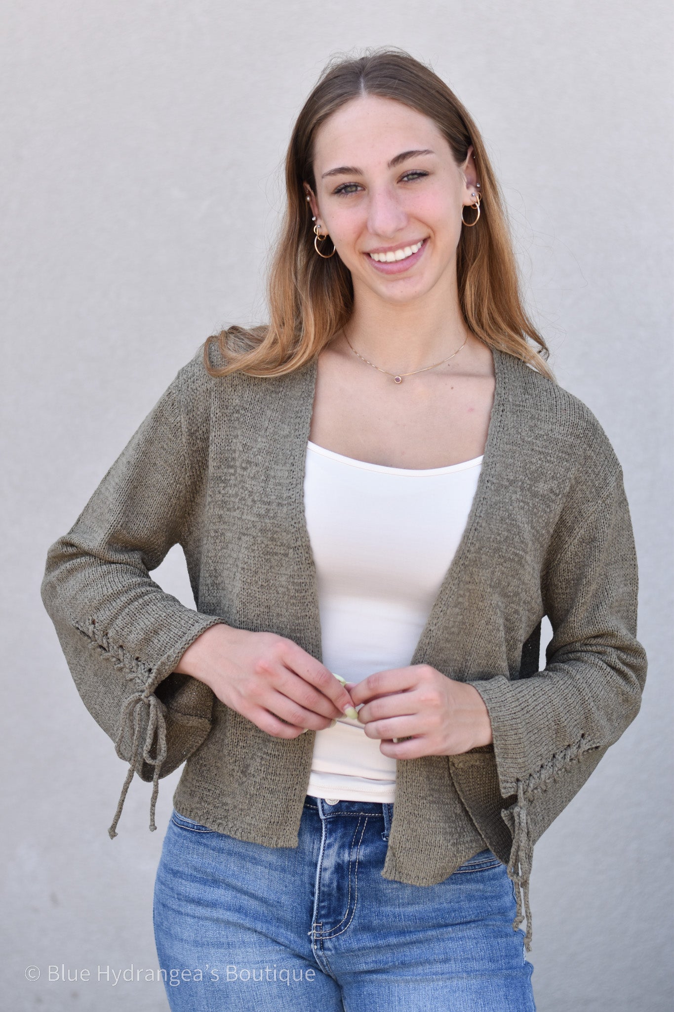 Lacey Lace Up Sweater Cardigan