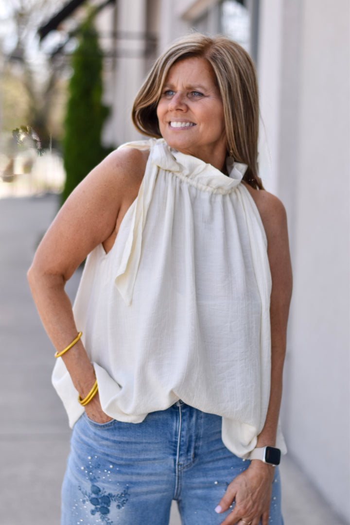 Vanilla Sky Ruffle Halter Blouse