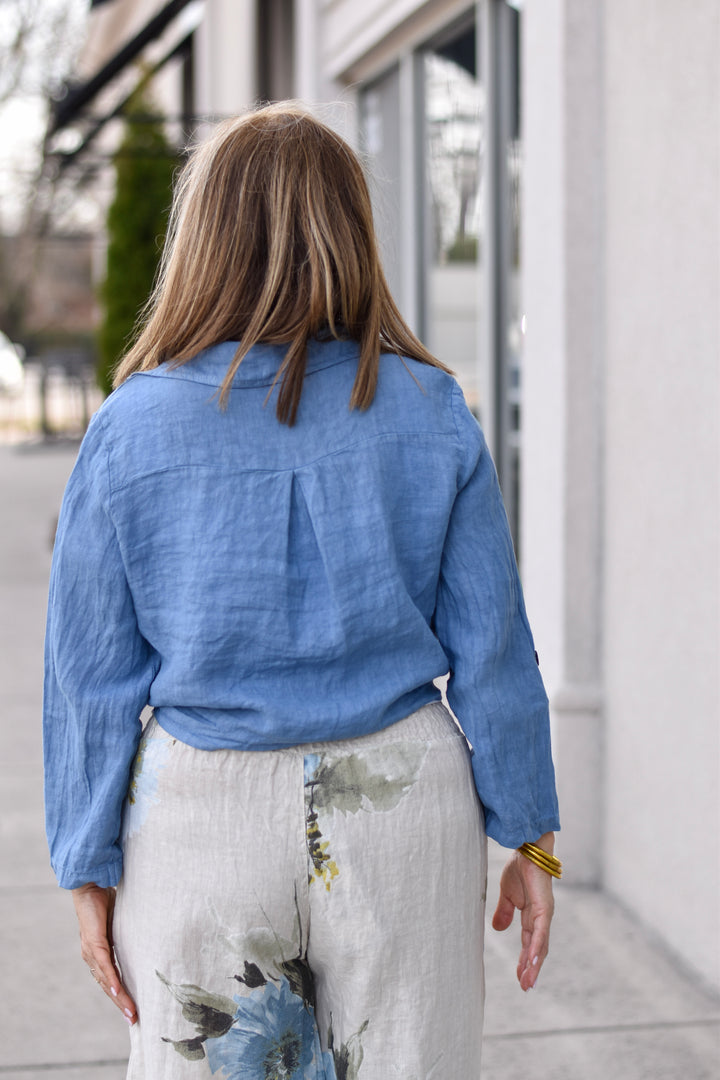 Tempo Paris Breezy Linen Tie Front Blouse