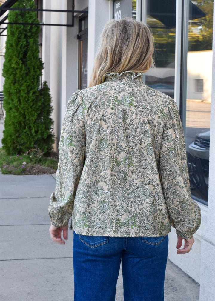 Vintage Bloom Ruffle Blouse