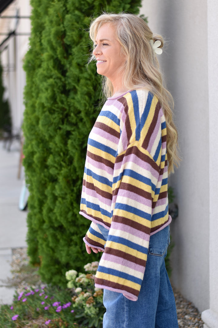 Free Vibes Stripe Relax Sweater