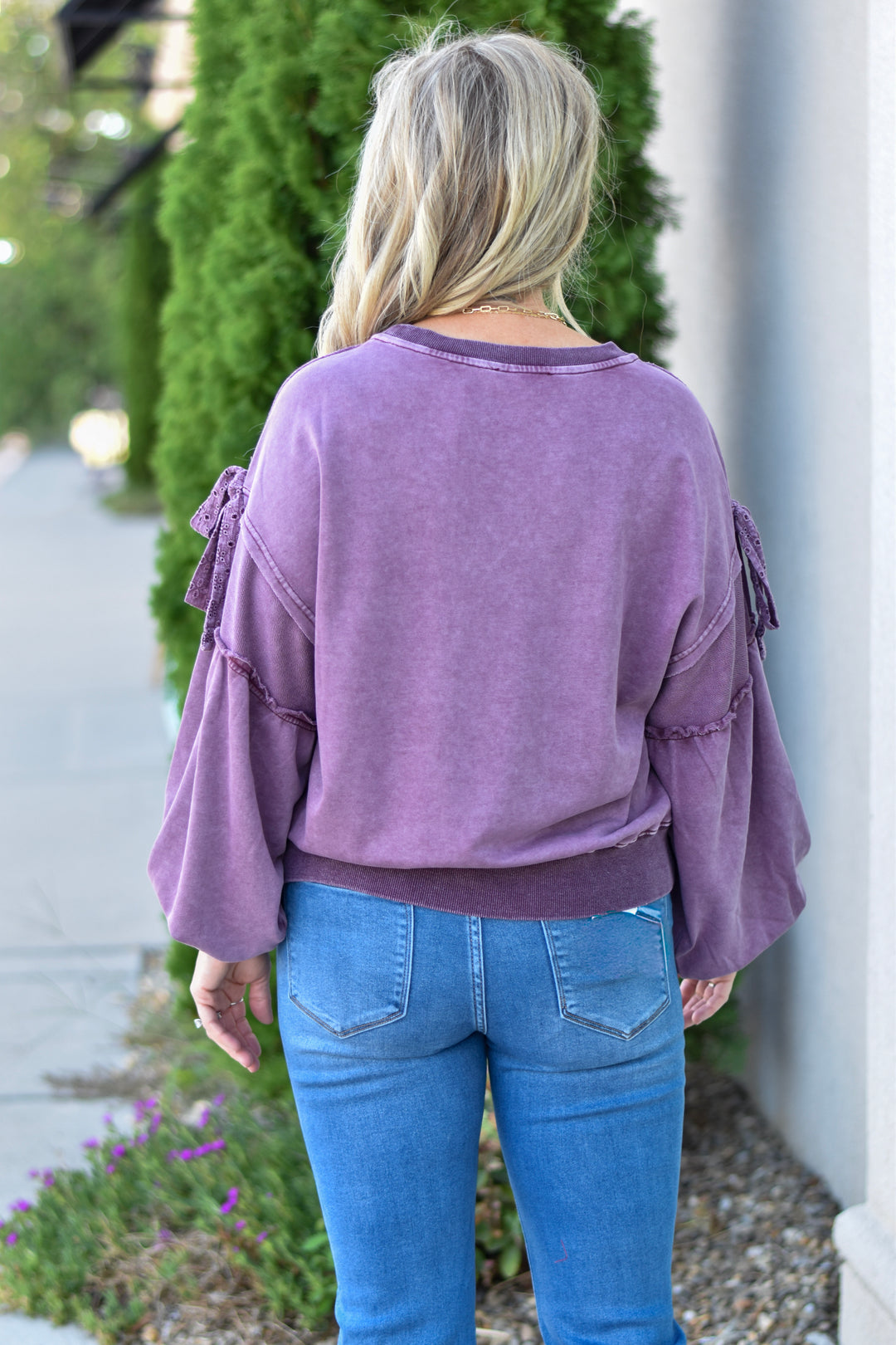 Plum Pretty Bow Sweatshirt
