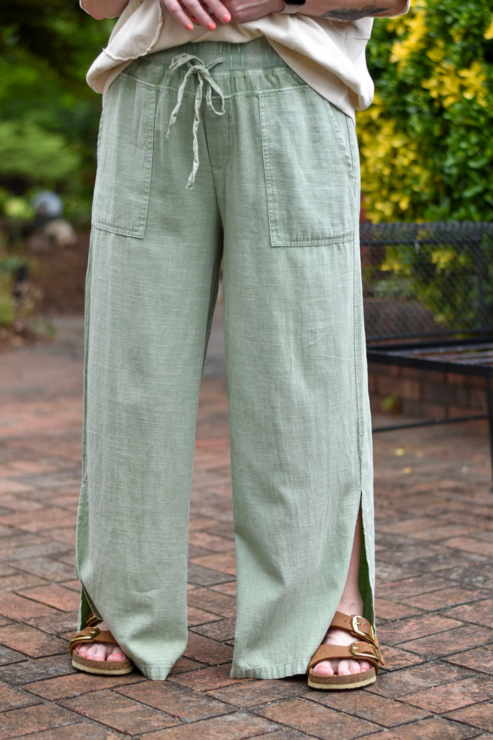 Easel's Rayon Linen Mix Mineral Washed Pants