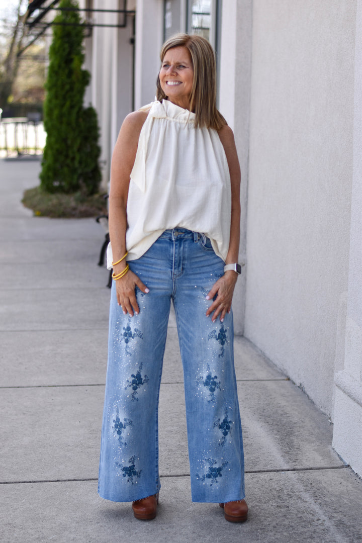 Vanilla Sky Ruffle Halter Blouse
