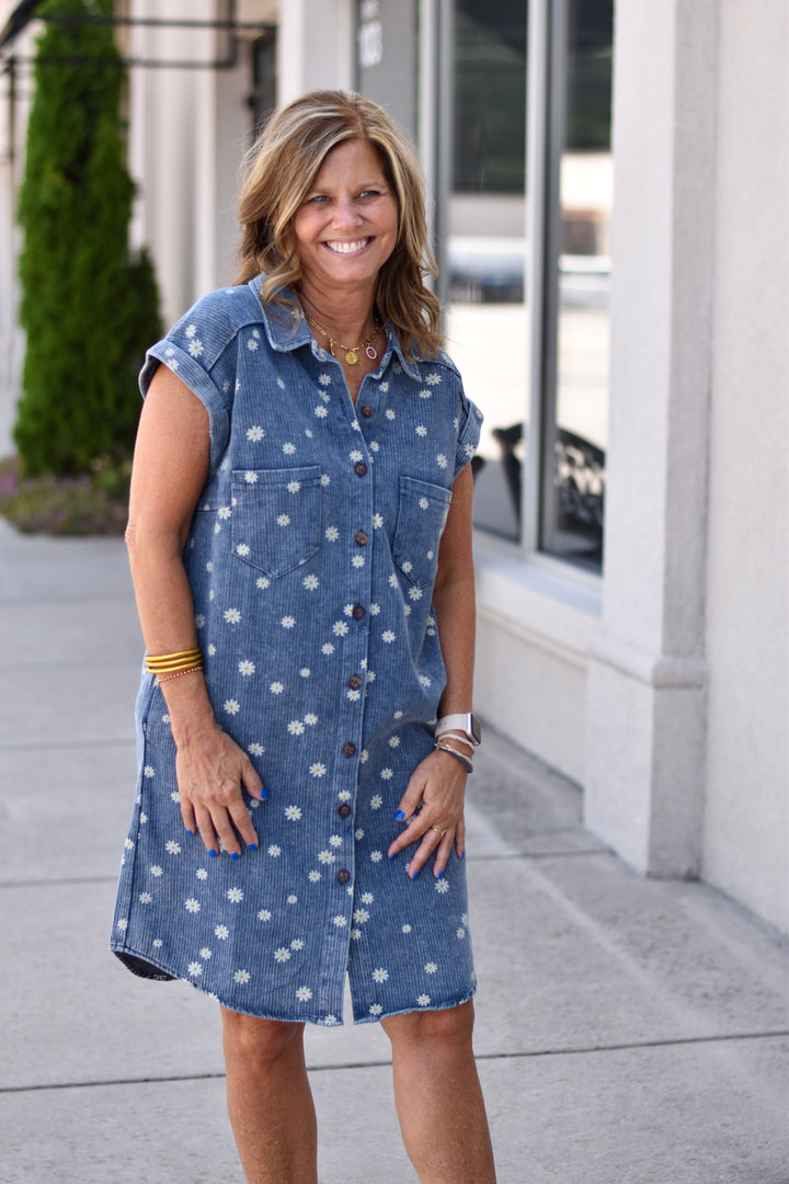Daisy Days Denim Shirt Dress