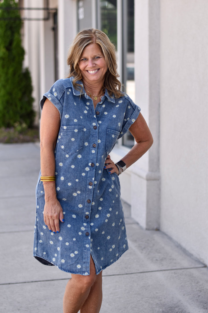 Daisy Days Denim Shirt Dress