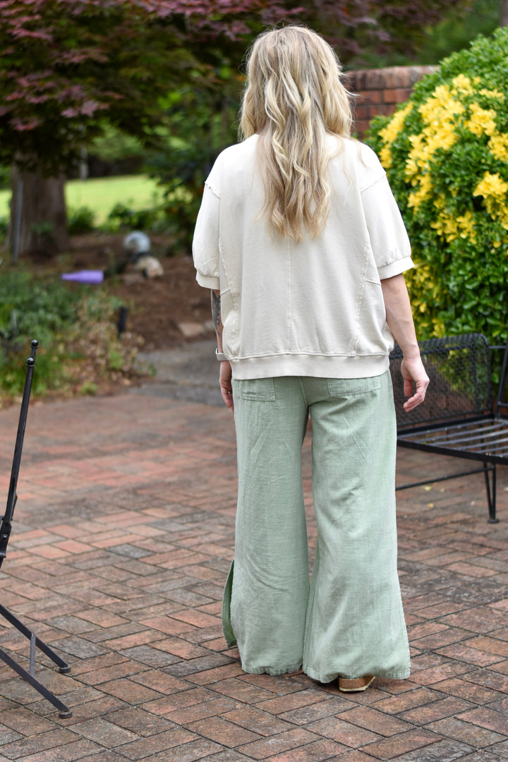 Easel's Rayon Linen Mix Mineral Washed Pants