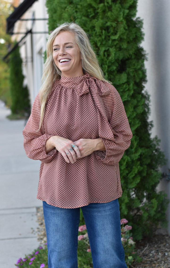 Polka Dot Sweetheart Ribbon Tie Blouse