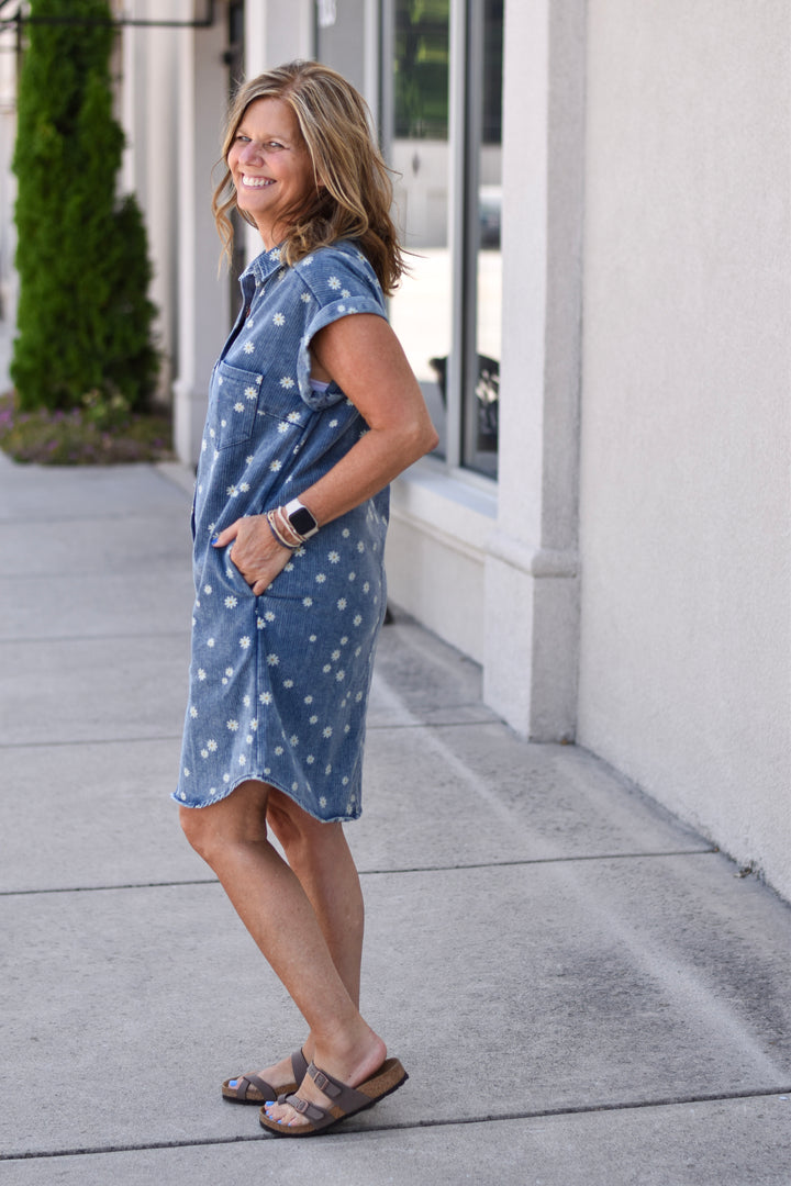 Daisy Days Denim Shirt Dress