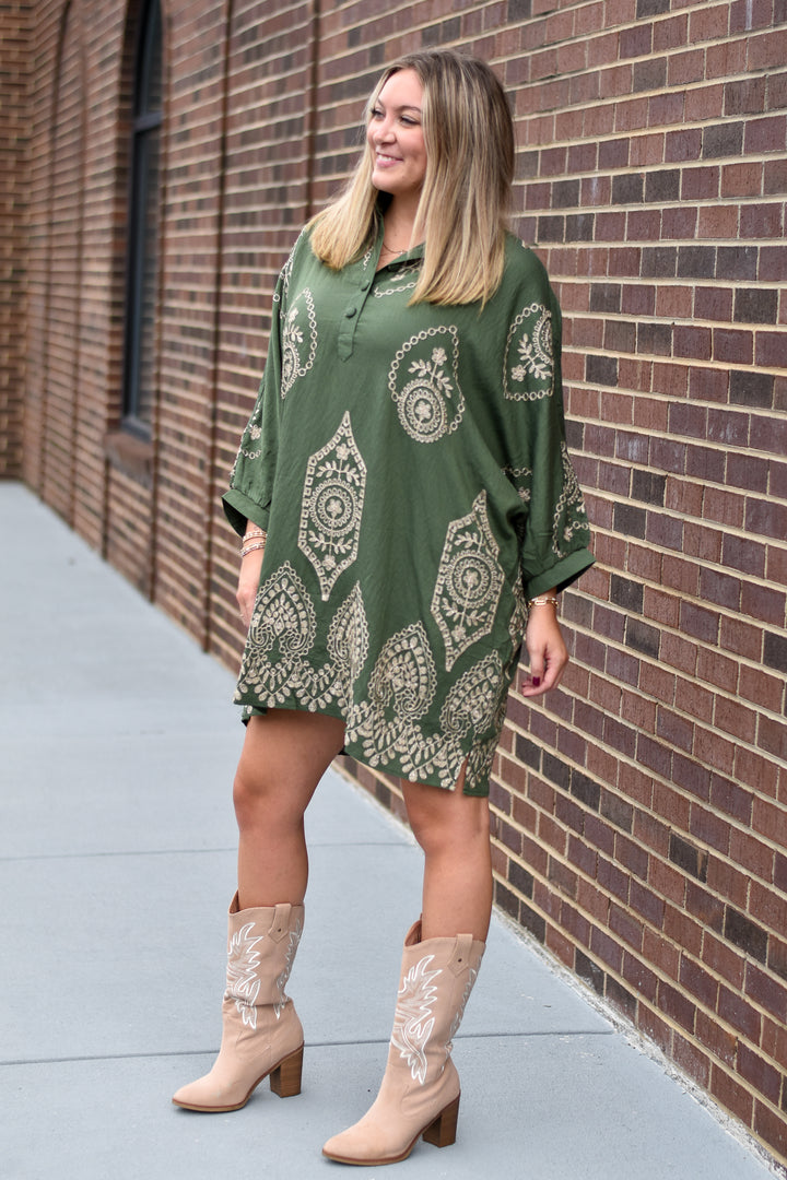Golden Thread Shirt Dress