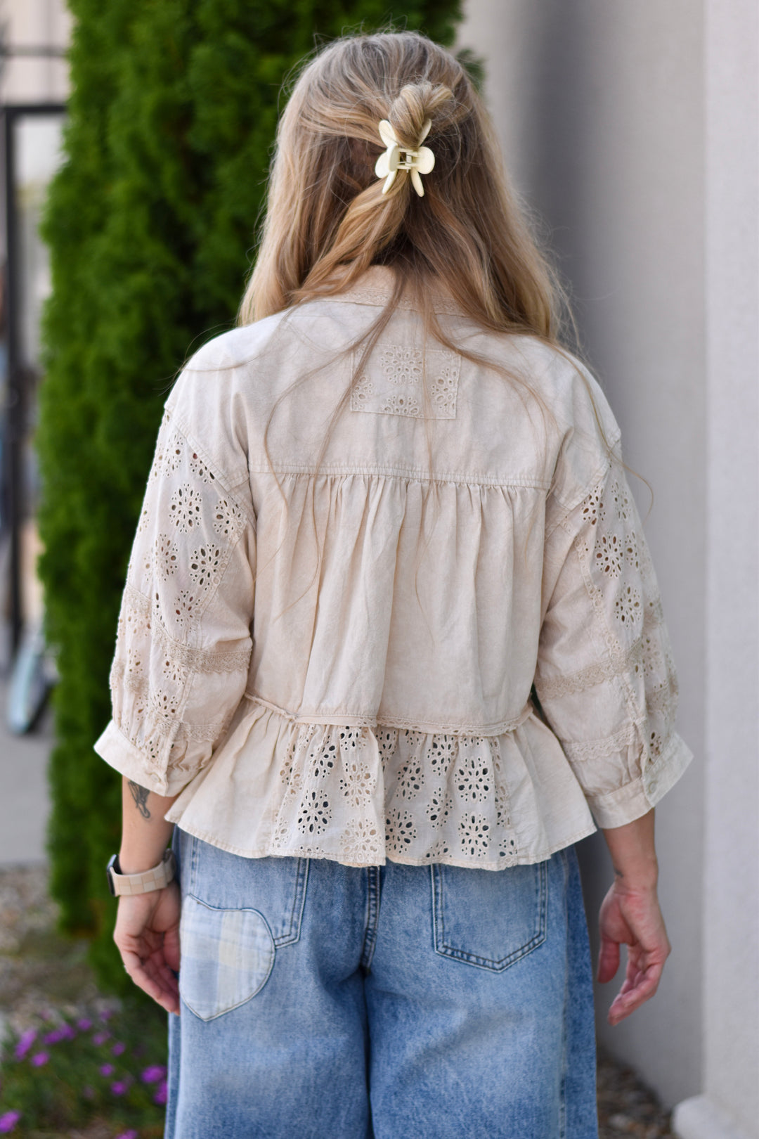 Prairie Lace Eyelet Ruffle Blouse