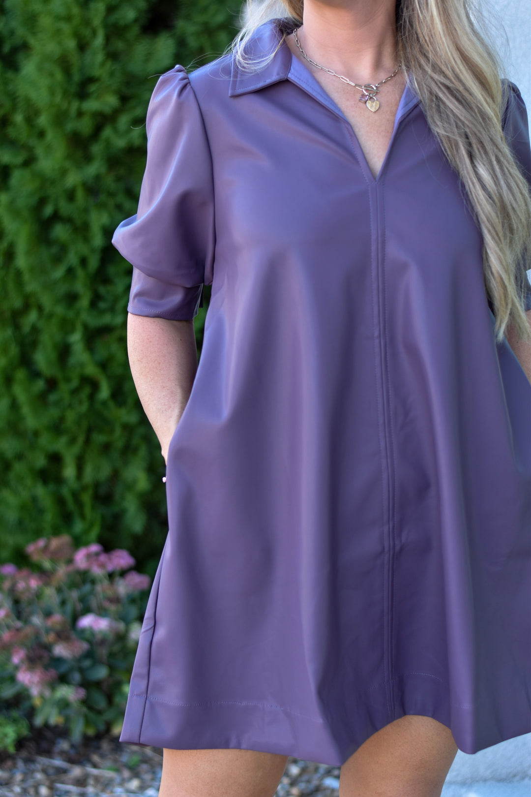 Plum Perfection Faux Leather Mini Dress