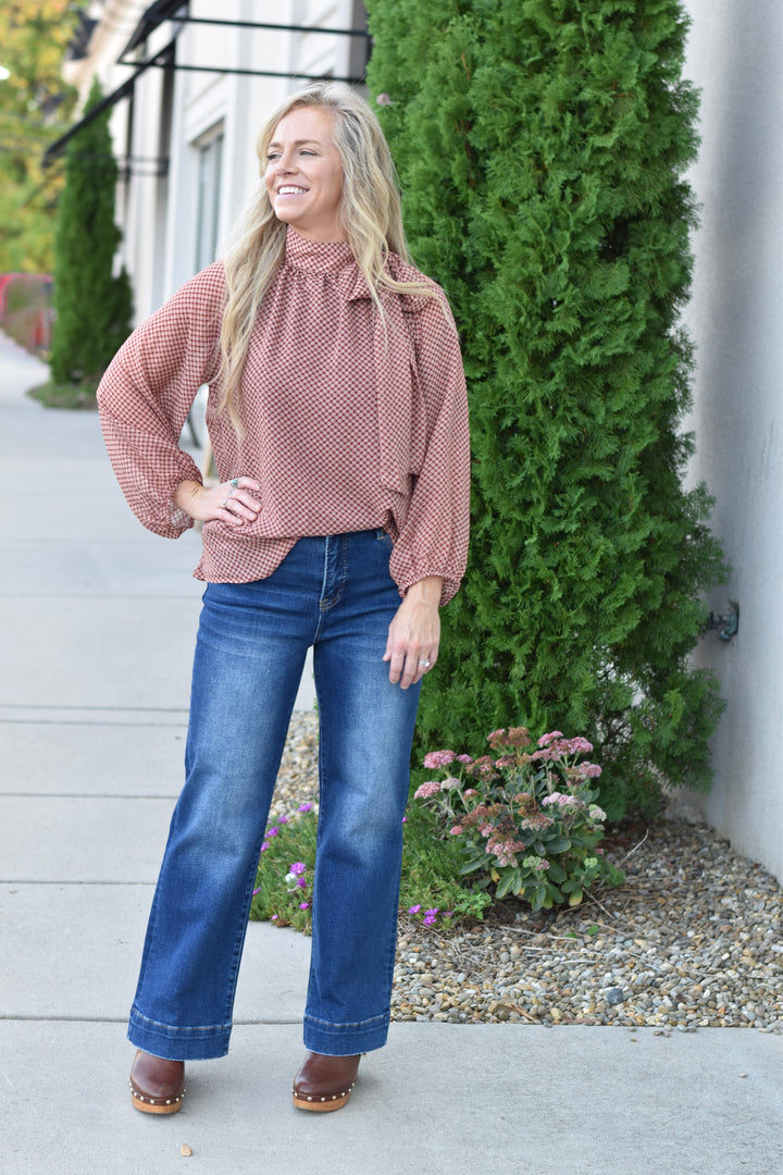 Polka Dot Sweetheart Ribbon Tie Blouse
