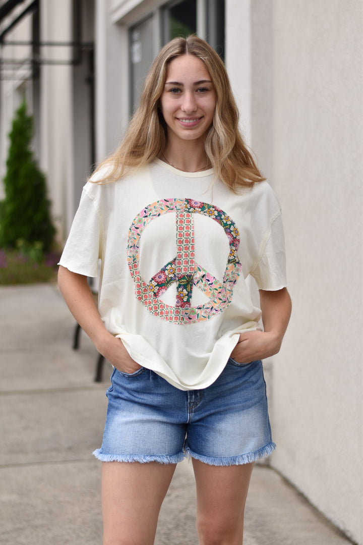 Peace Sign Floral Top