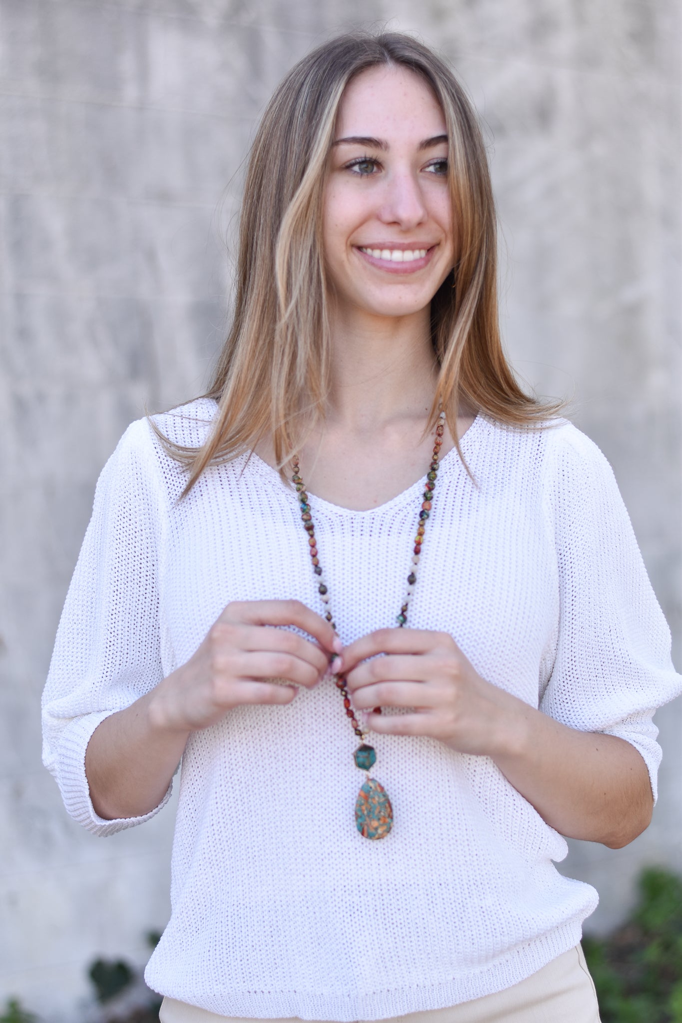 Stone Beaded Long Necklace