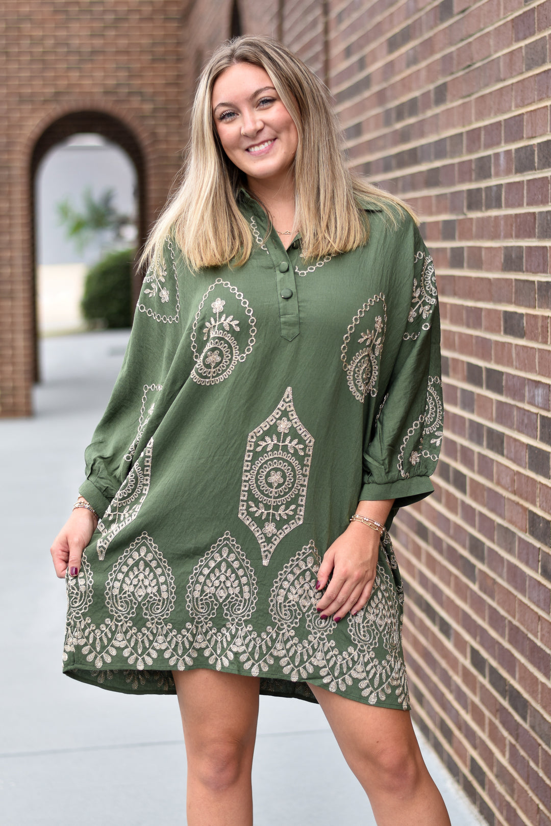 Golden Thread Shirt Dress