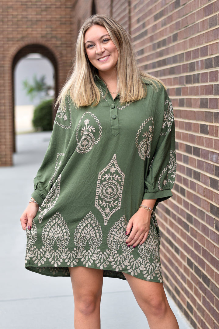 Golden Thread Shirt Dress