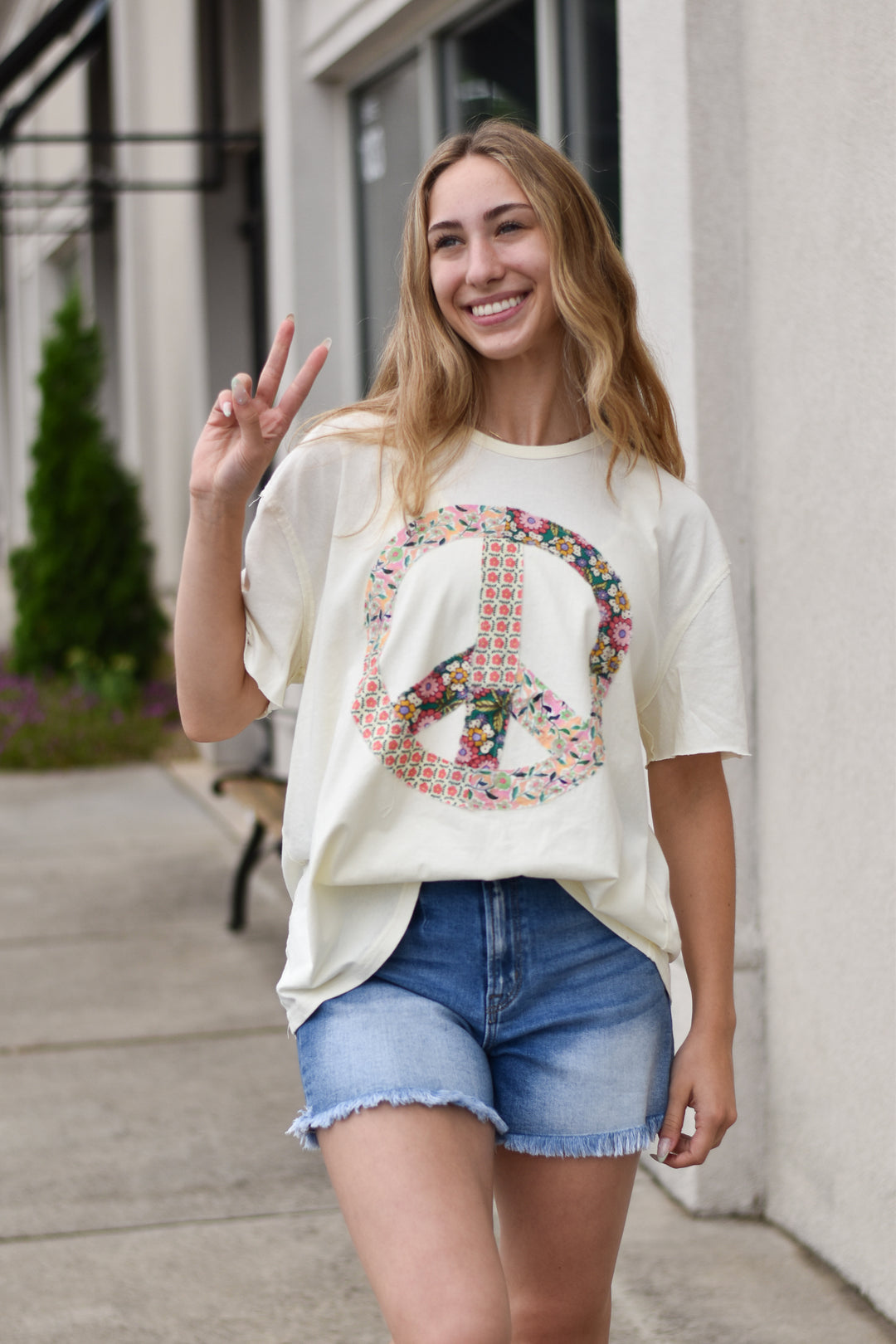 Peace Sign Floral Top