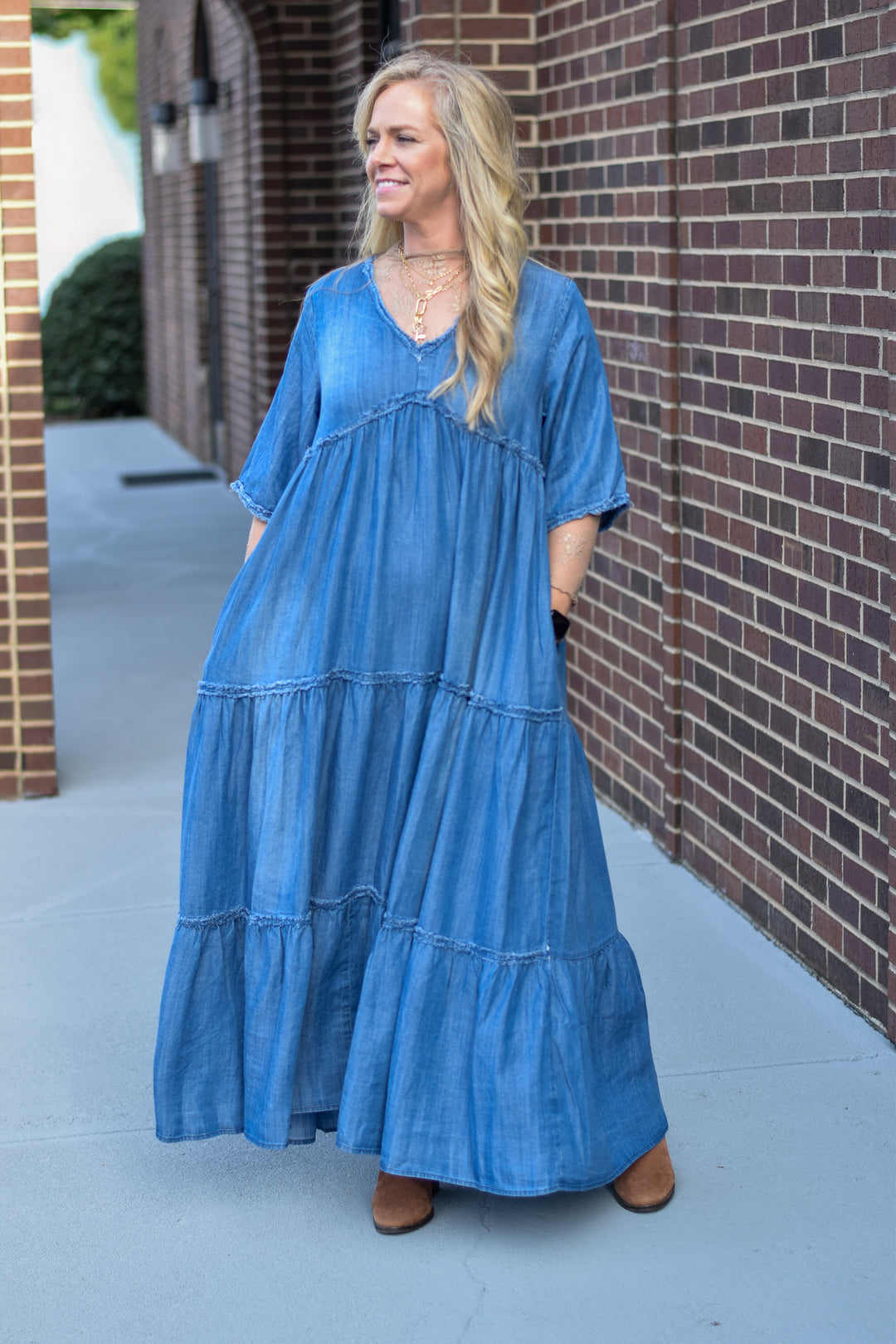 Wanderlight Denim Dress Blue Hydrangea Boutique Wanderlight Denim Dress Blue Hydrangea Boutique