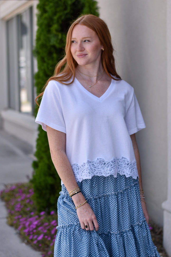 Boho Charm Lace Trim Top