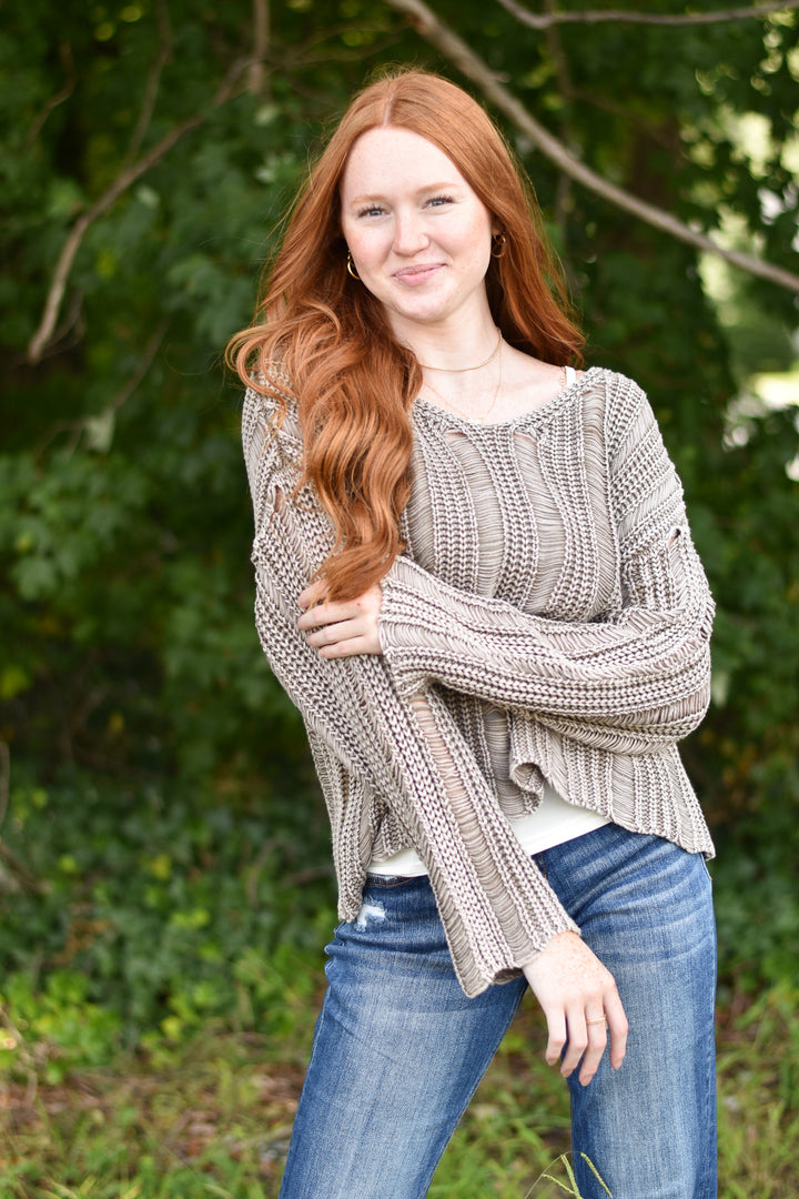 Distressed Mineral Wash Sweater