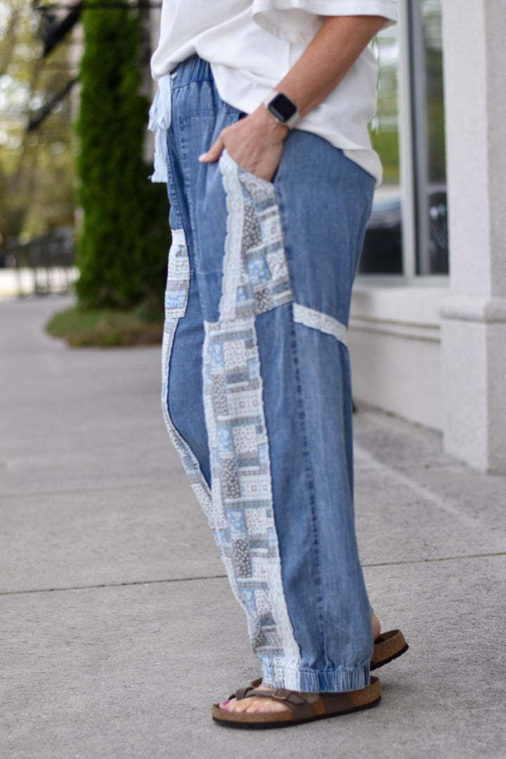 Boho Lace Patchwork Jogger Pants
