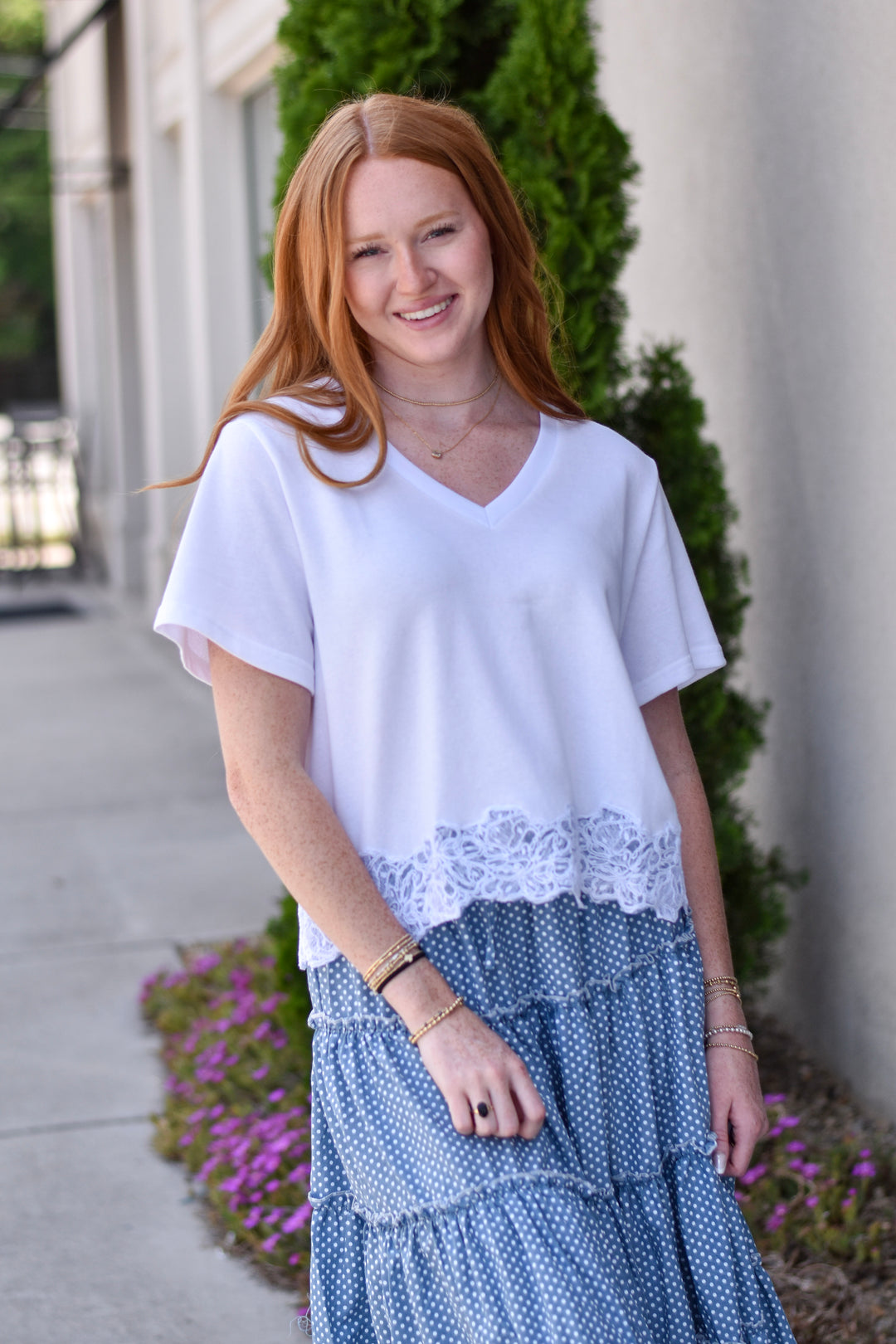 Boho Charm Lace Trim Top