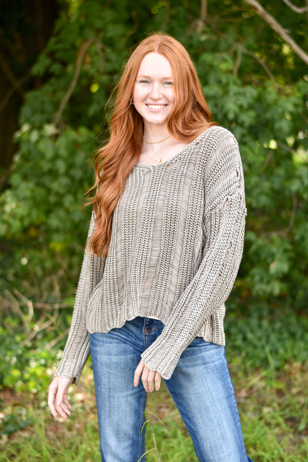 Distressed Mineral Wash Sweater