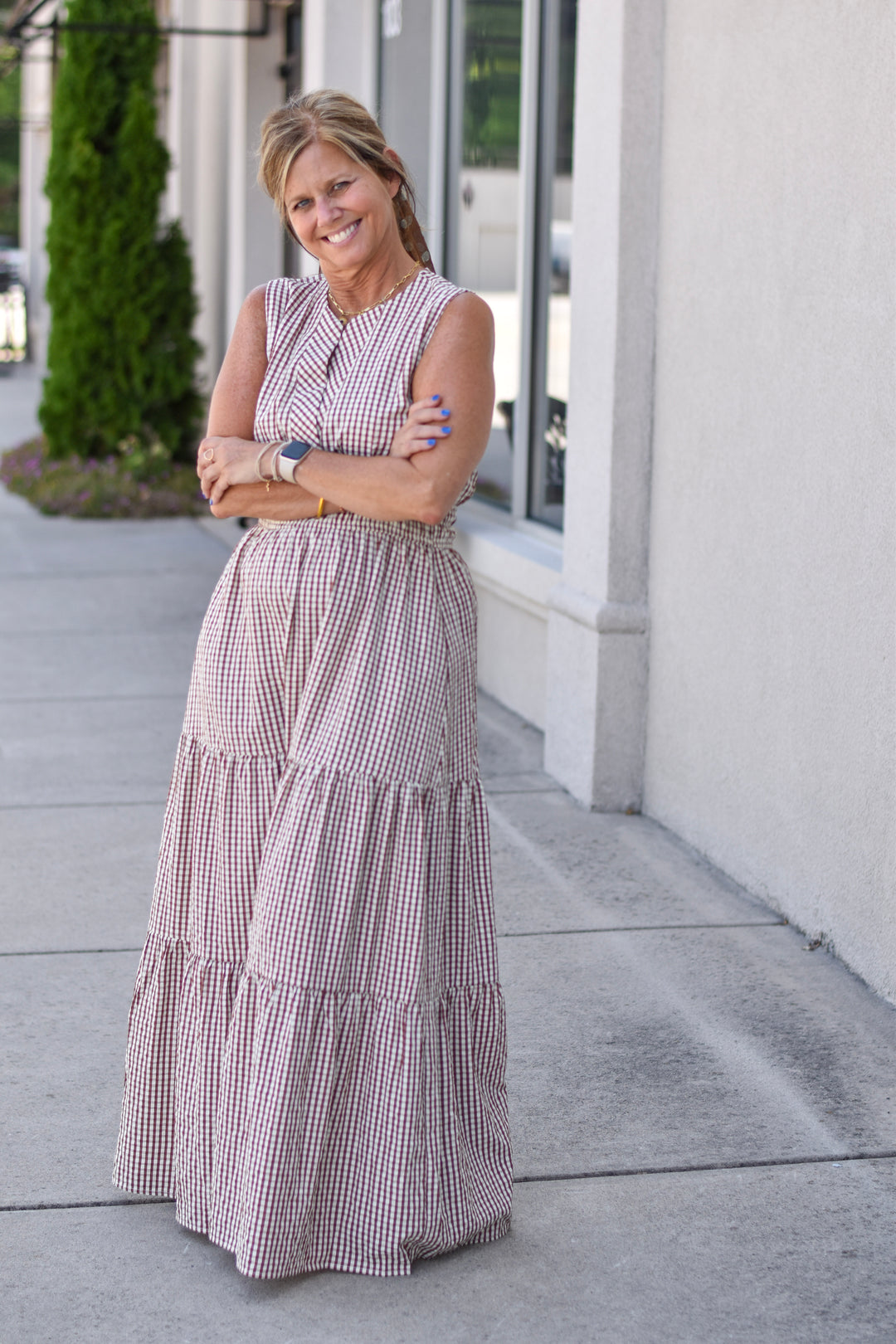 boho gingham dress Taryn Pink Gingham Strapless Mini Dress by Olivaceous - Size M
