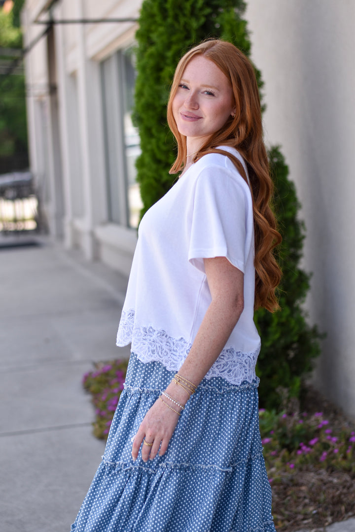 Boho Charm Lace Trim Top