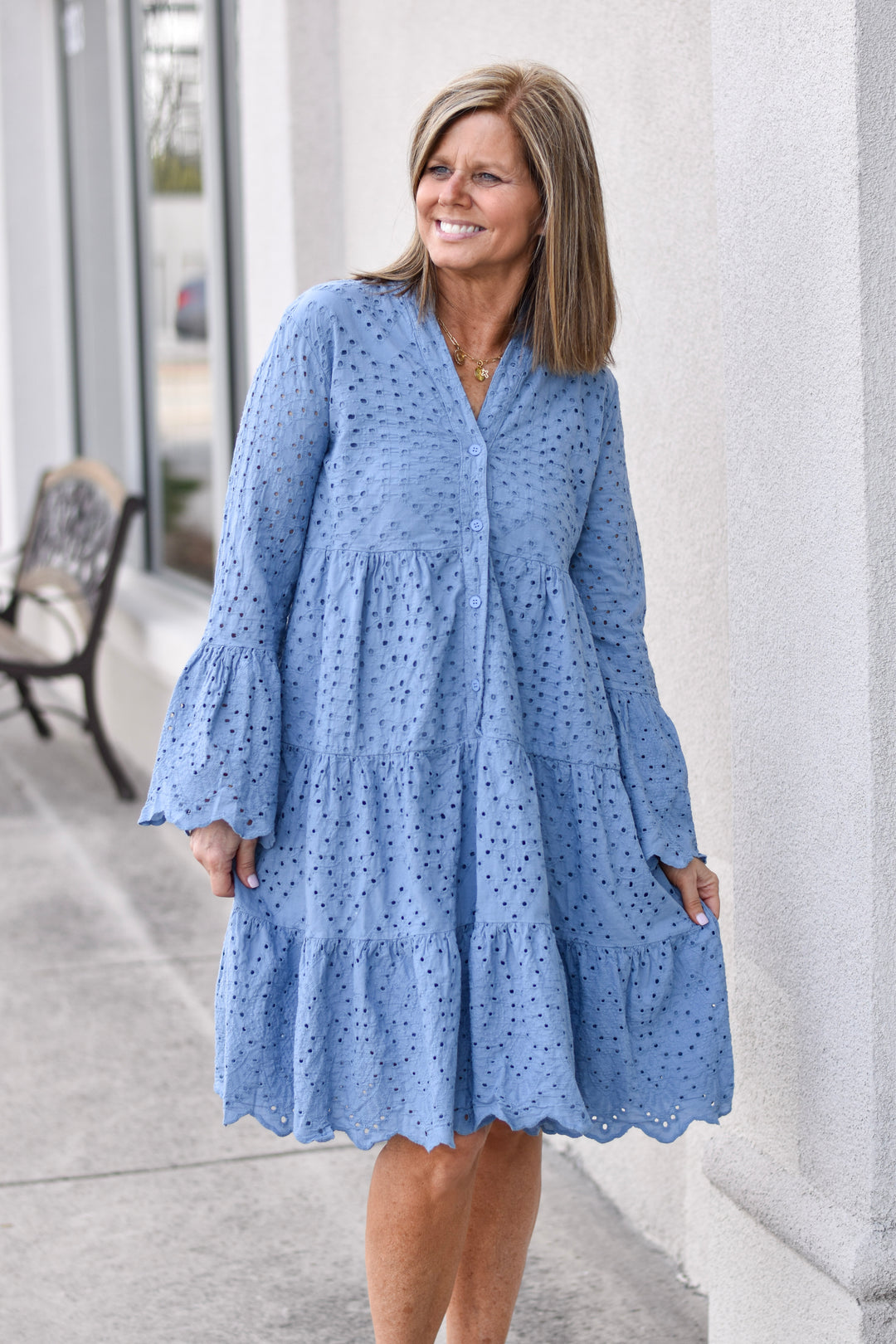 Tempo Paris Cotton Eyelet Dress