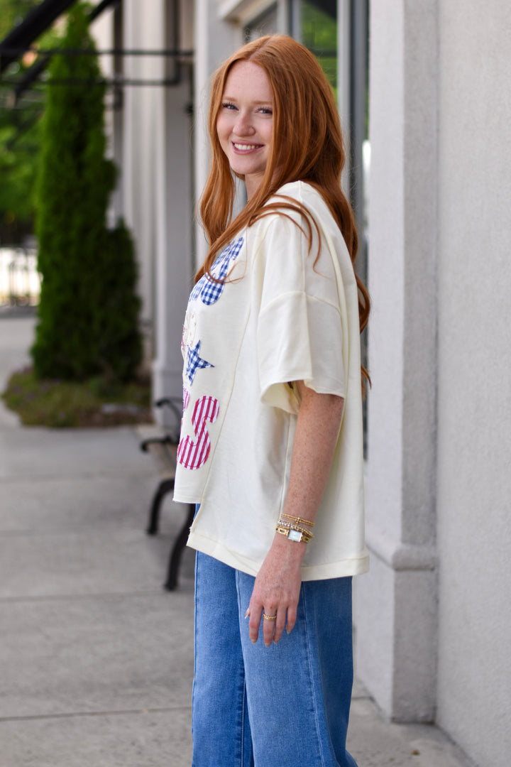 Star and Stripes Patchwork Tee