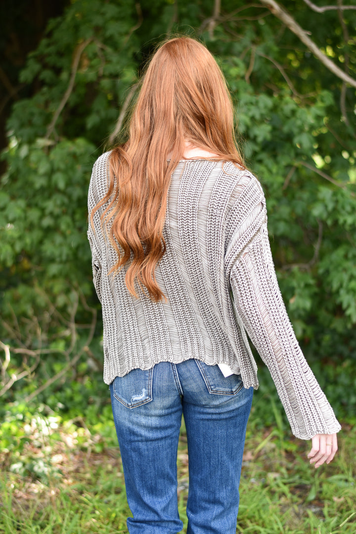 Distressed Mineral Wash Sweater