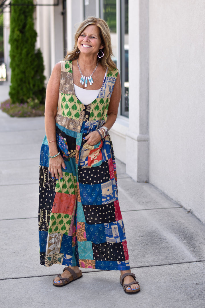 Pol Wander Patchwork Overall Jumpsuit