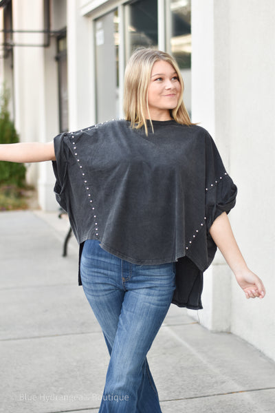 Studded Over sized High Low T Shirt